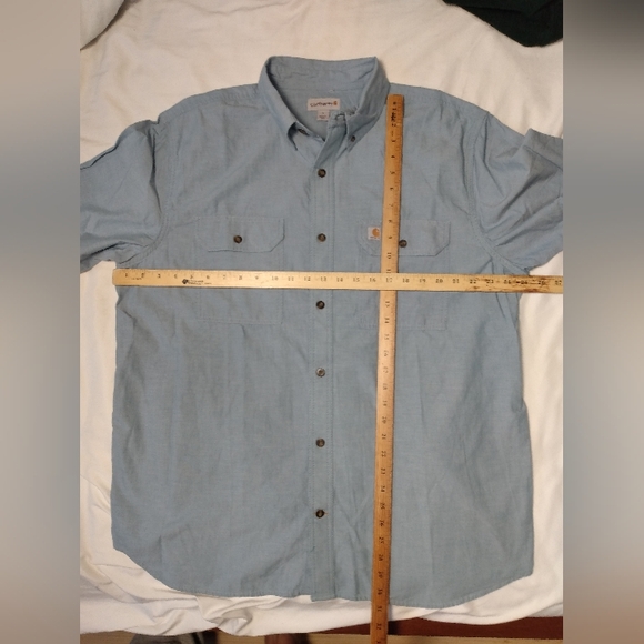 Like New Carhartt Soft Cotton Made in India Short Sleeve Button work Shirt L XL - Picture 9 of 13
